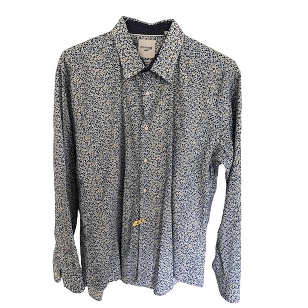 Ben Sherman Men's Button Down, Blue Flower Print